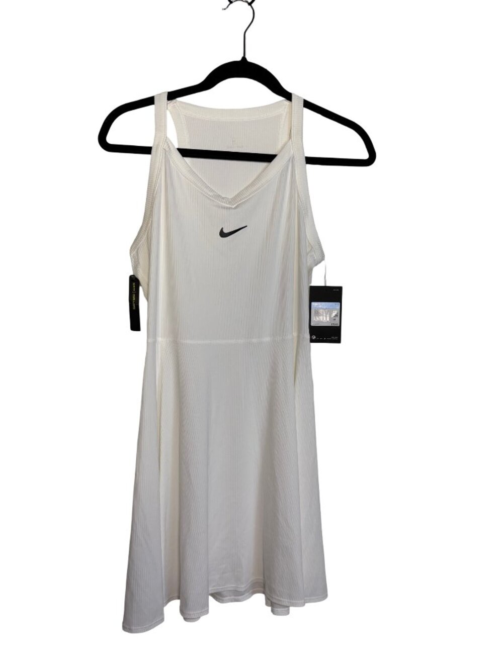 Nike Dri-FIT Ribbed Tennis Dress Women's White Sleeveless Athletic Size M NWT - Picture 2 of 11